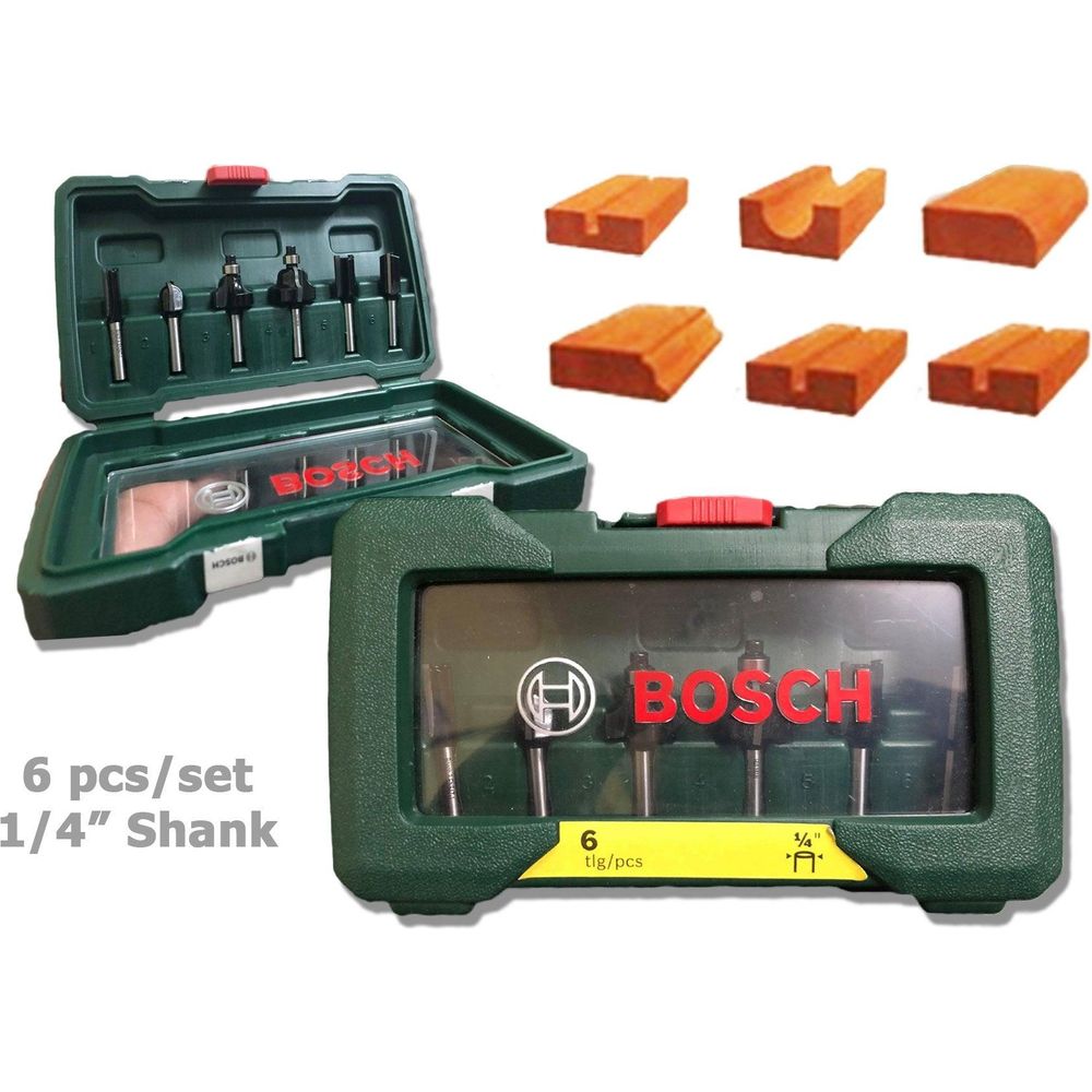 Bosch Router Bit Set 1/4" Shank (6pcs) - Goldpeak Tools PH Goldpeak Tools PH