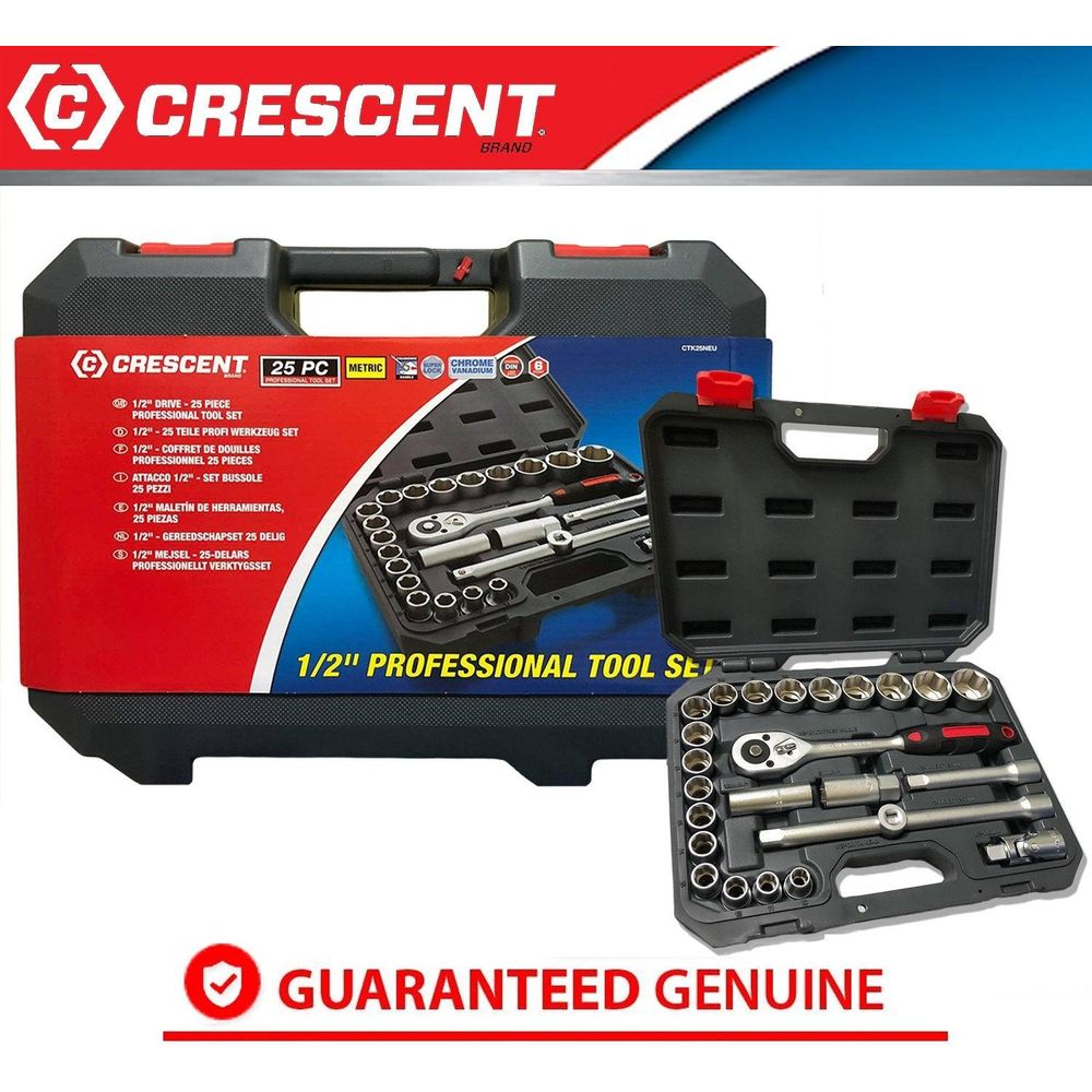 Crescent CTK25NEU 25 Piece 1/2" Drive Mechanics Socket Wrench Set - Goldpeak Tools PH Crescent