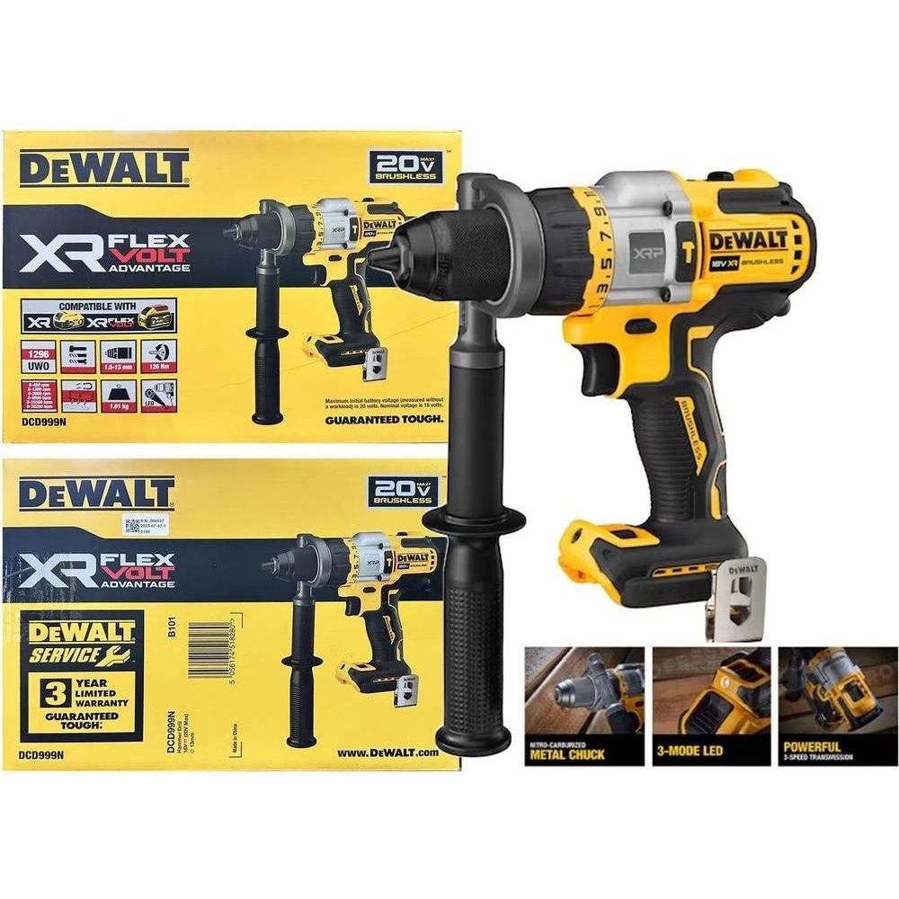 Dewalt DCD999N 20V/60V Flexvolt Cordless Hammer Drill 13mm (Bare) - KHM Megatools Corp. Main image