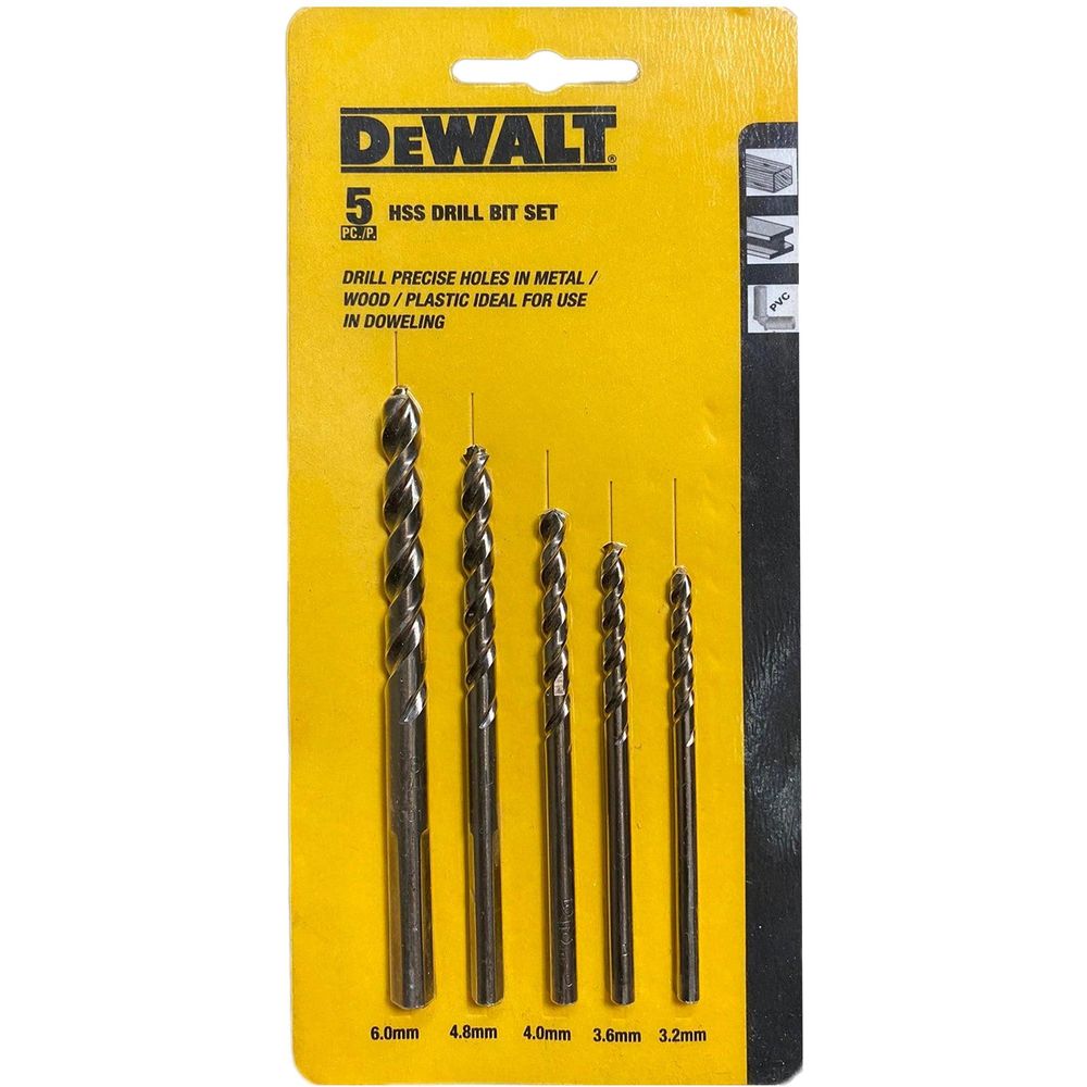 Dewalt 5pcs HSS Metal Drill Bit Set (3.2-6mm)