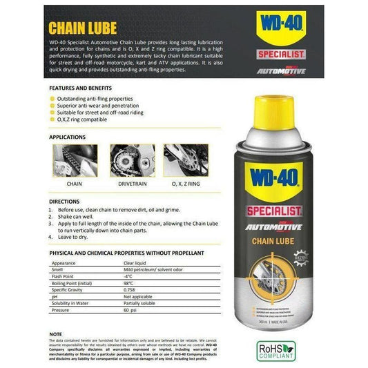 WD-40 Specialist Chain Lube / Lubricant 360ml (WD-AMC-CL360) - KHM Megatools Corp.