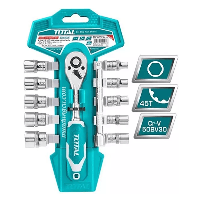 Total THT14114126 12pcs 1/4" Dr.  Socket Wrench Set | Total by KHM Megatools Corp.