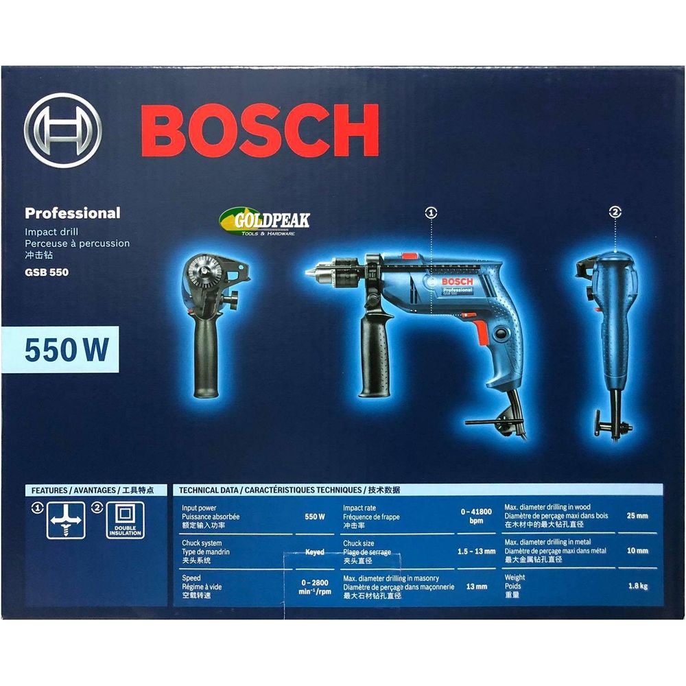 Bosch GSB 550 Impact Drill [Contractor's Choice] - Goldpeak Tools PH Bosch