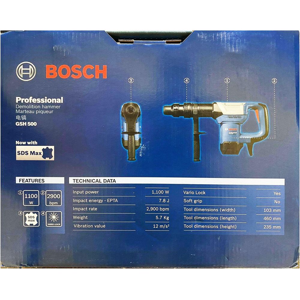 Bosch GSH 500 SDS-Max Chipping Gun - Demolition Hammer 7.8J [Contractor's Choice] | Bosch by KHM Megatools Corp.
