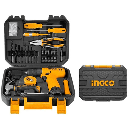 Ingco HKTHP10811 81pcs Household Tools Set (Cordless Drill + Accs) - KHM Megatools Corp.