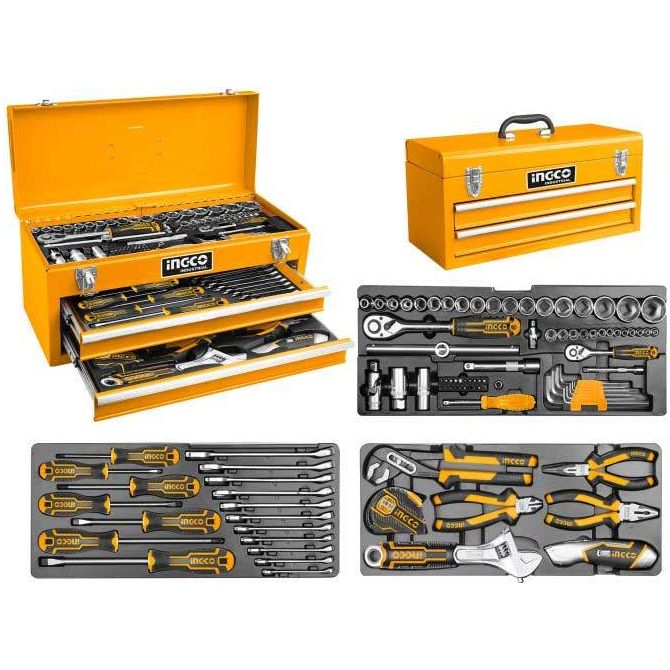 Ingco HTCS220971 Tool Chest Set / Metal Tool Box Set with 97pcs Hand Tools Set