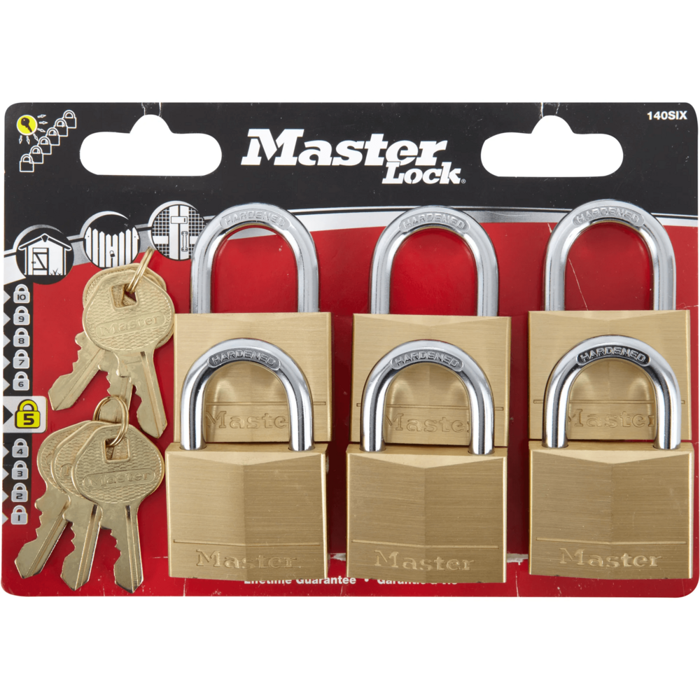 MasterLock 140EURSIX Brass Padlock 6pcs (Key Alike) | Masterlock by KHM Megatools Corp.