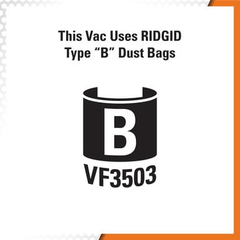 Ridgid VF3503 High-Efficiency Vacuum Dust Bag (Size B) | Ridgid by KHM Megatools Corp.