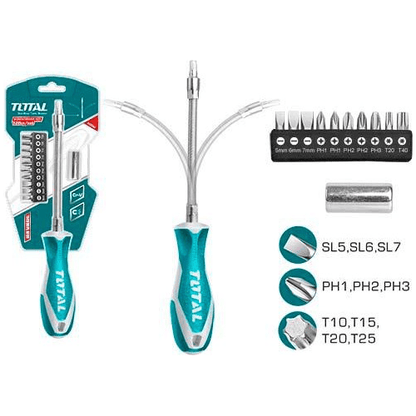Total THT250FL1206 12pcs Screwdriver Set (Flexible Shaft) | Total by KHM Megatools Corp.