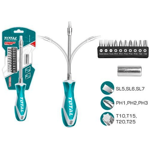 Total THT250FL1206 12pcs Screwdriver Set (Flexible Shaft) | Total by KHM Megatools Corp.