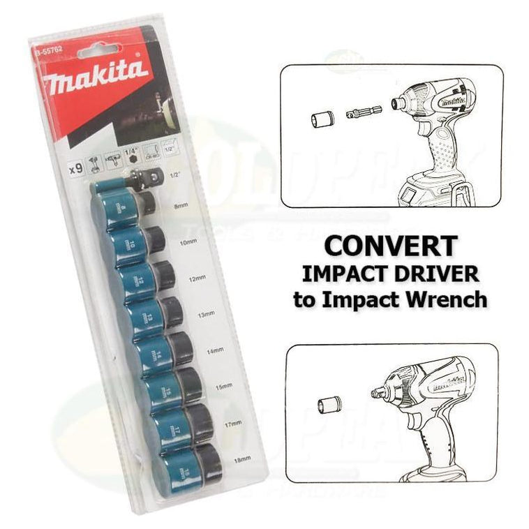 Makita B-55762 Impact Socket Wrench Set with 1/4" Hex Adaptor - Goldpeak Tools PH Makita
