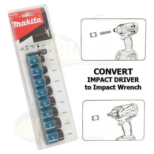 Makita B-55762 Impact Socket Wrench Set with 1/4" Hex Adaptor - Goldpeak Tools PH Makita