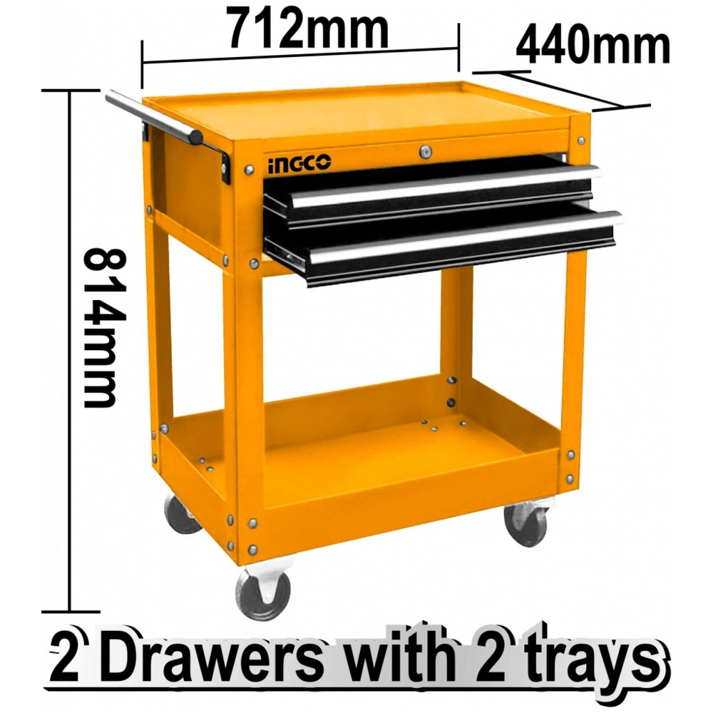 Ingco HPTCT021 Tool Cart (2 Drawer with 2 Trays) - KHM Megatools Corp.