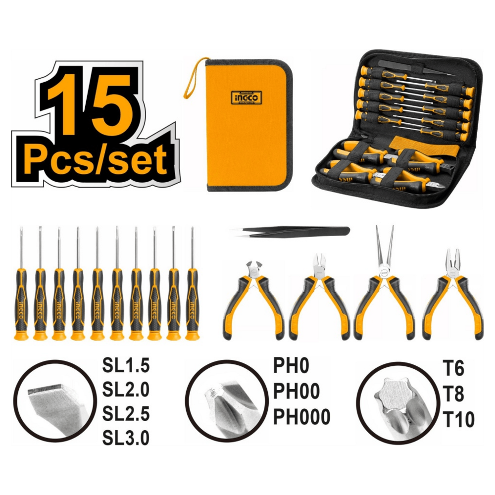 Ingco HKTTS0151 15pcs Precision Tools Set - KHM Megatools Corp.