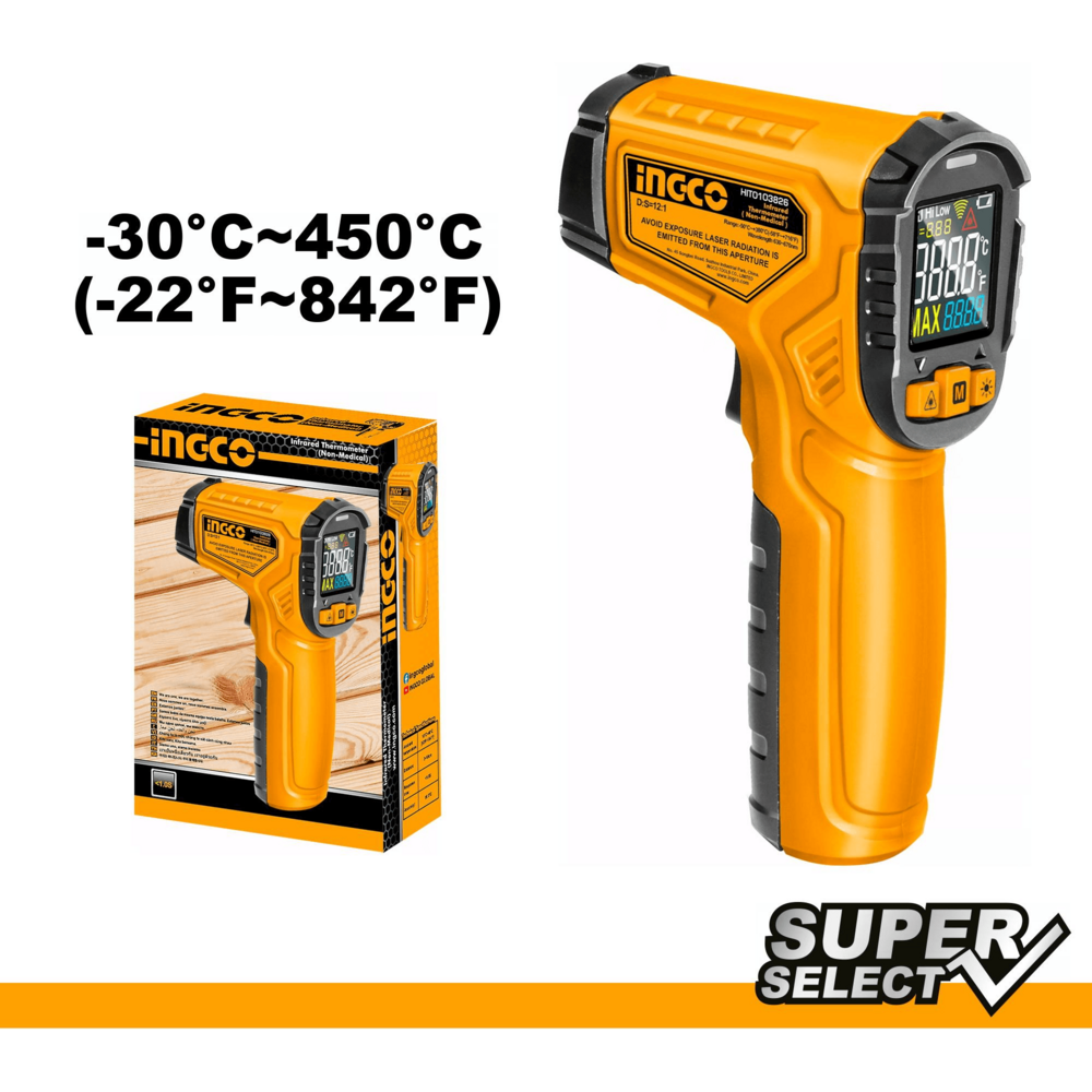 Ingco HIT0155026 Infrared Thermometer / Thermal Scanner (SS)