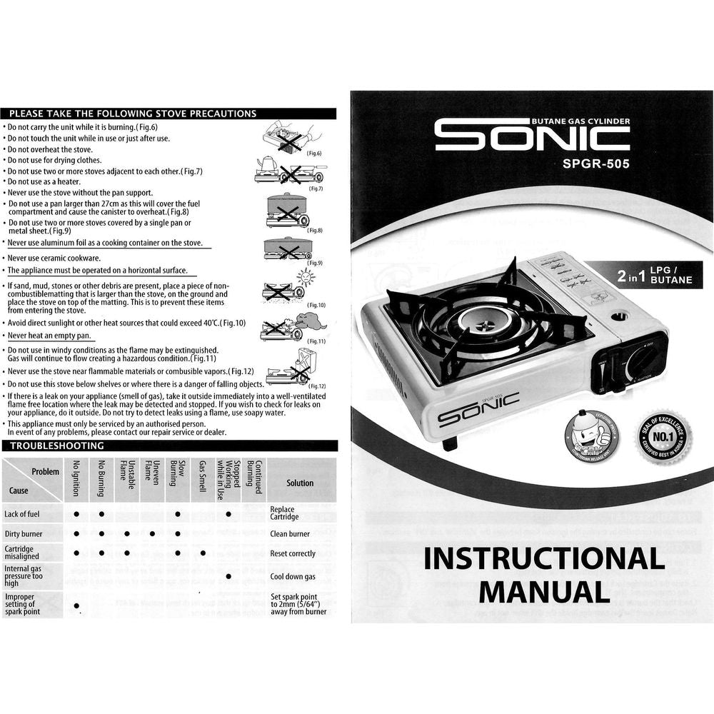 Sonic SPGR-505 2in1 Portable Gas Range (Butane/LPG) - Goldpeak Tools PH Sonic