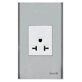 Omni SP1-WA-PK Aircon Tandem Outlet in Stainless Plate 20A (Wide Series) | Omni by KHM Megatools Corp.