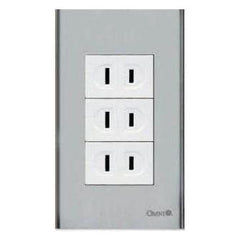 Omni SP3-WR-PK 3pc Regular Convenience Outlet in Stainless Plate 16A (Wide Series) | Omni by KHM Megatools Corp.