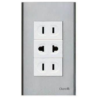 Omni SP3-WR/WU/WR-PK 2pc Regular Convenience Outlet & Universal Outlet in Stainless Plate (Wide Series) | Omni by KHM Megatools Corp.