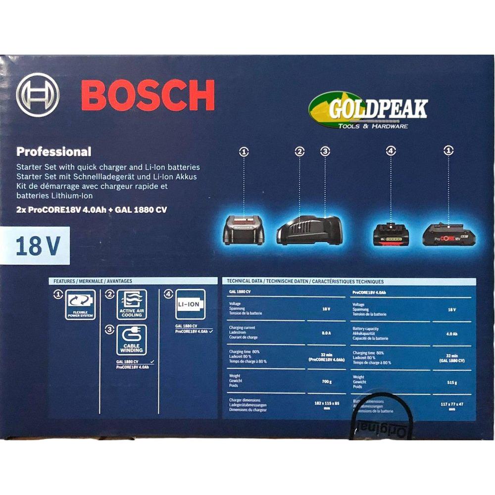 Bosch ProCore 18v Starter Set 1 x 8.0Ah PRO CORE Battery + GAL18V-40  Charger