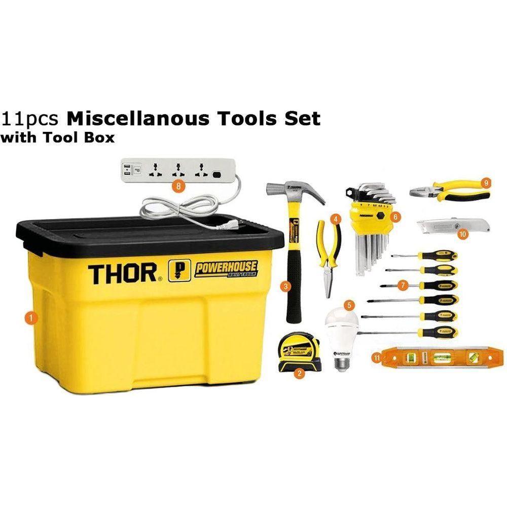Powerhouse 11pcs Mixed Tools Set with Tool Box (Thor Storage)