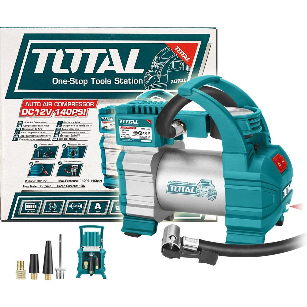 Total TTAC1406 12V Auto Air Compressor with Light | Total by KHM Megatools Corp.
