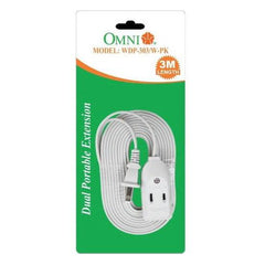 Omni WDP-303/W Dual Portable Extension Cord Set 3meters Wire 1,000 6A 250V | Omni by KHM Megatools Corp.