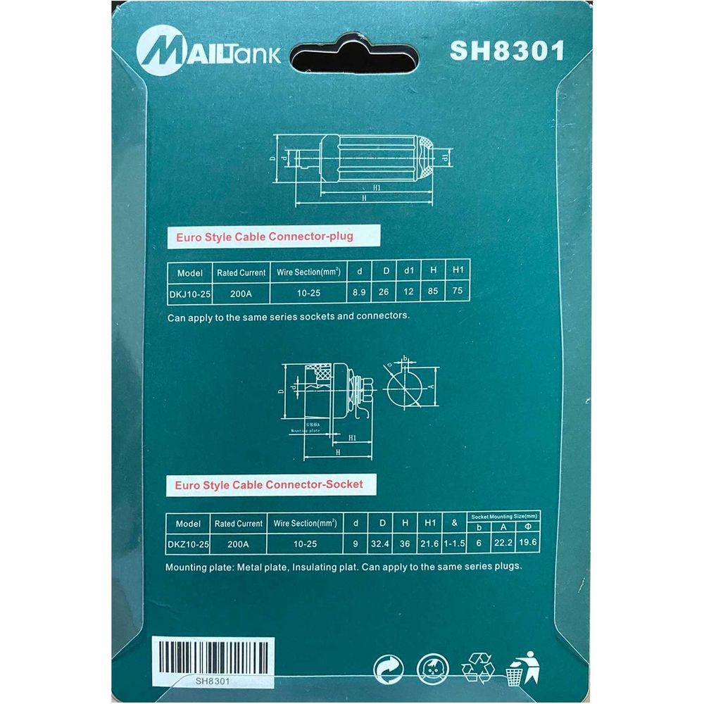 Mailtank SH8301 Euro Welding Cable Socket Connector Plug - KHM Megatools Corp.